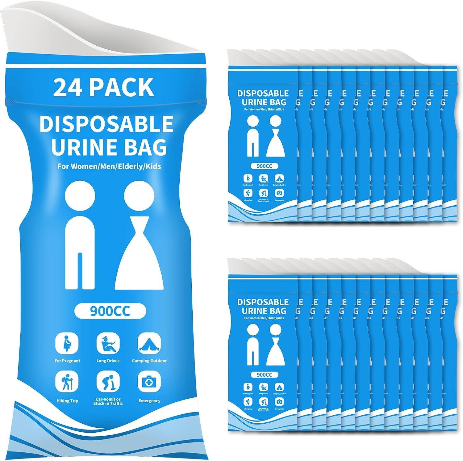 900ML Disposable Pee Bags 12PCS | Travel Urinal for Men Women Kids Camping