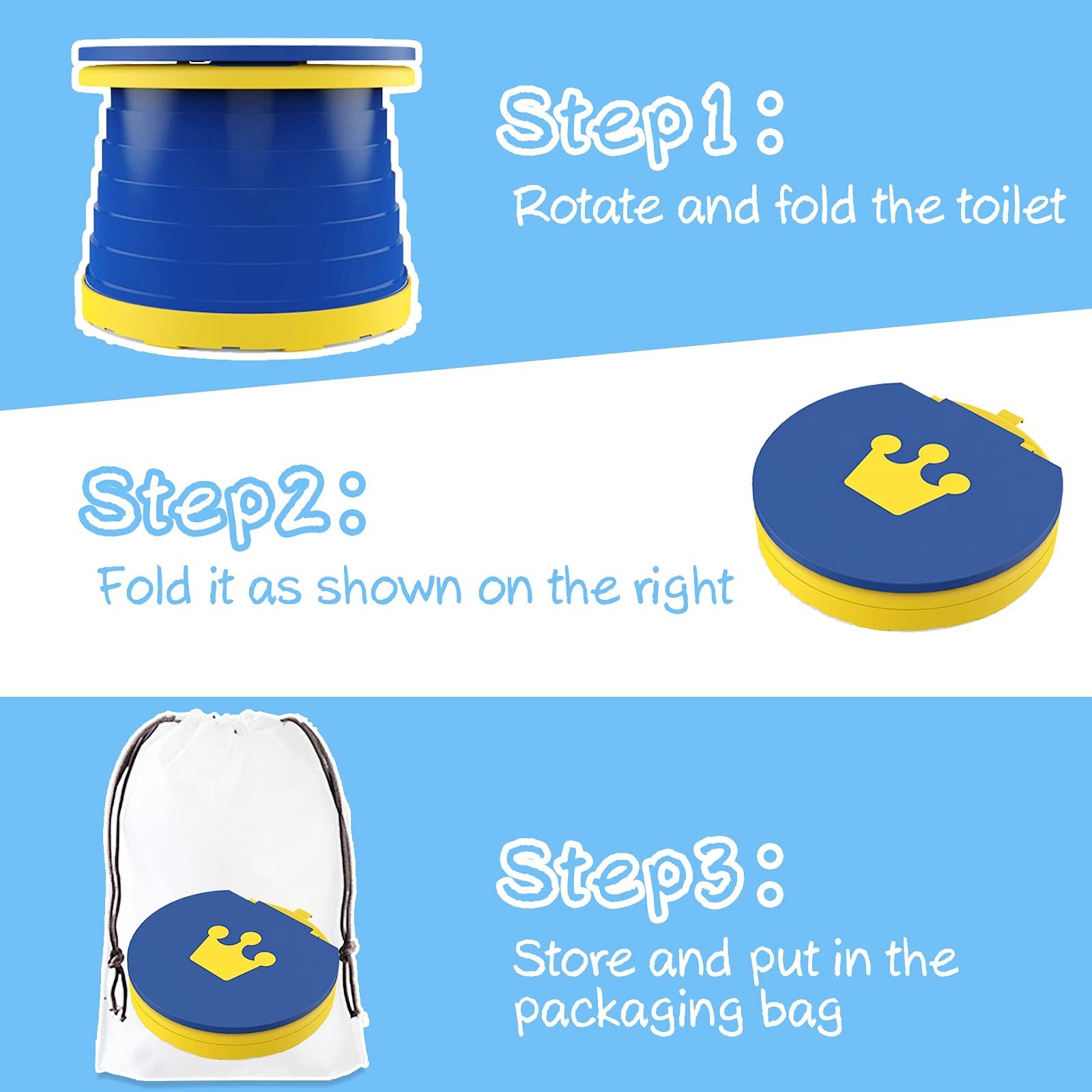 Portable Potty Seat, Toddler Folding Training Toilet Chair Kids Travel Foldab…