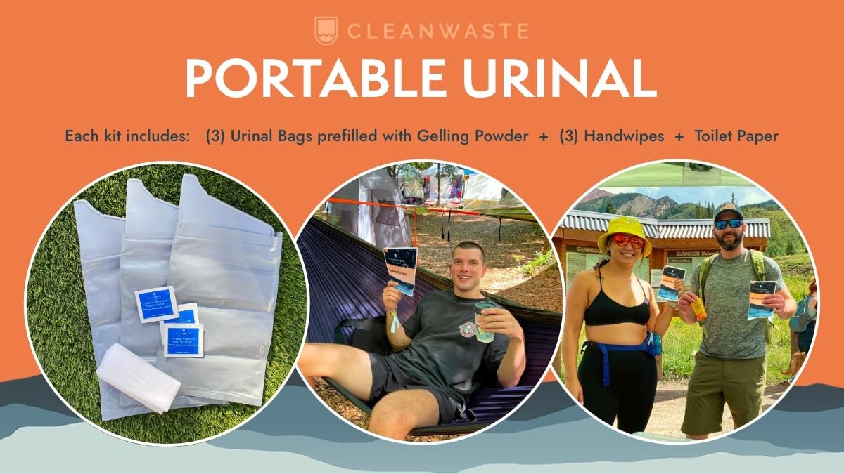 Portable Disposable Urinal Bag Kit – 3 Bags, Gelling Powder, Wipes & Toilet Pape