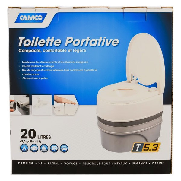 Camco 41545 White Plastic Travel Toilet 5.3 gal