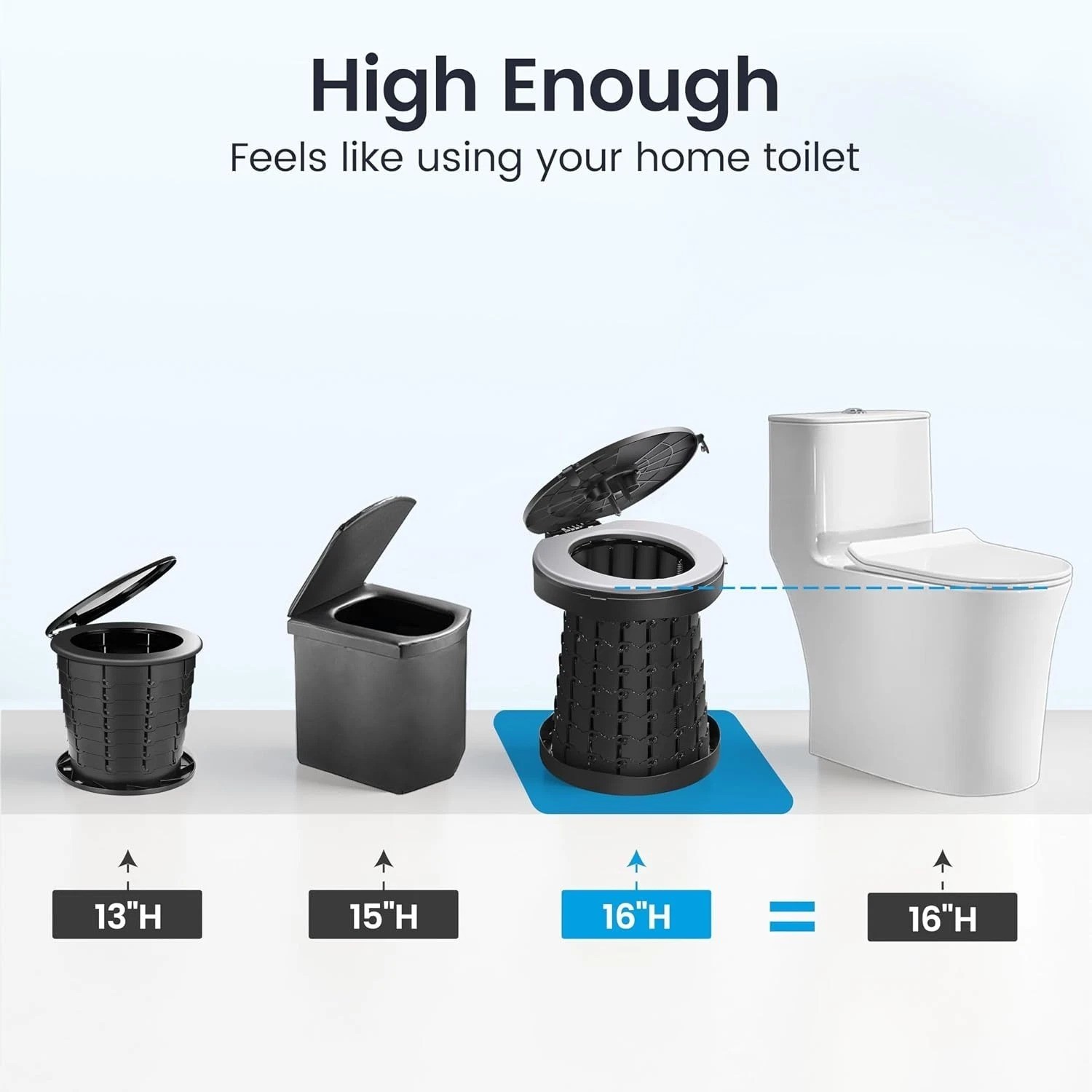 Comfortable Foldable Camping Toilet – Charcoal Black with User-Friendly Features