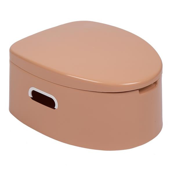 Portable Foldable Toilet with Lid & Anti-Slip Base For Camping Elderly Brown