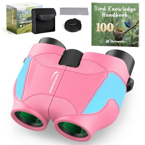 15×25 Compact Binoculars for Kids – Small Binoculars Lightweight with Pink
