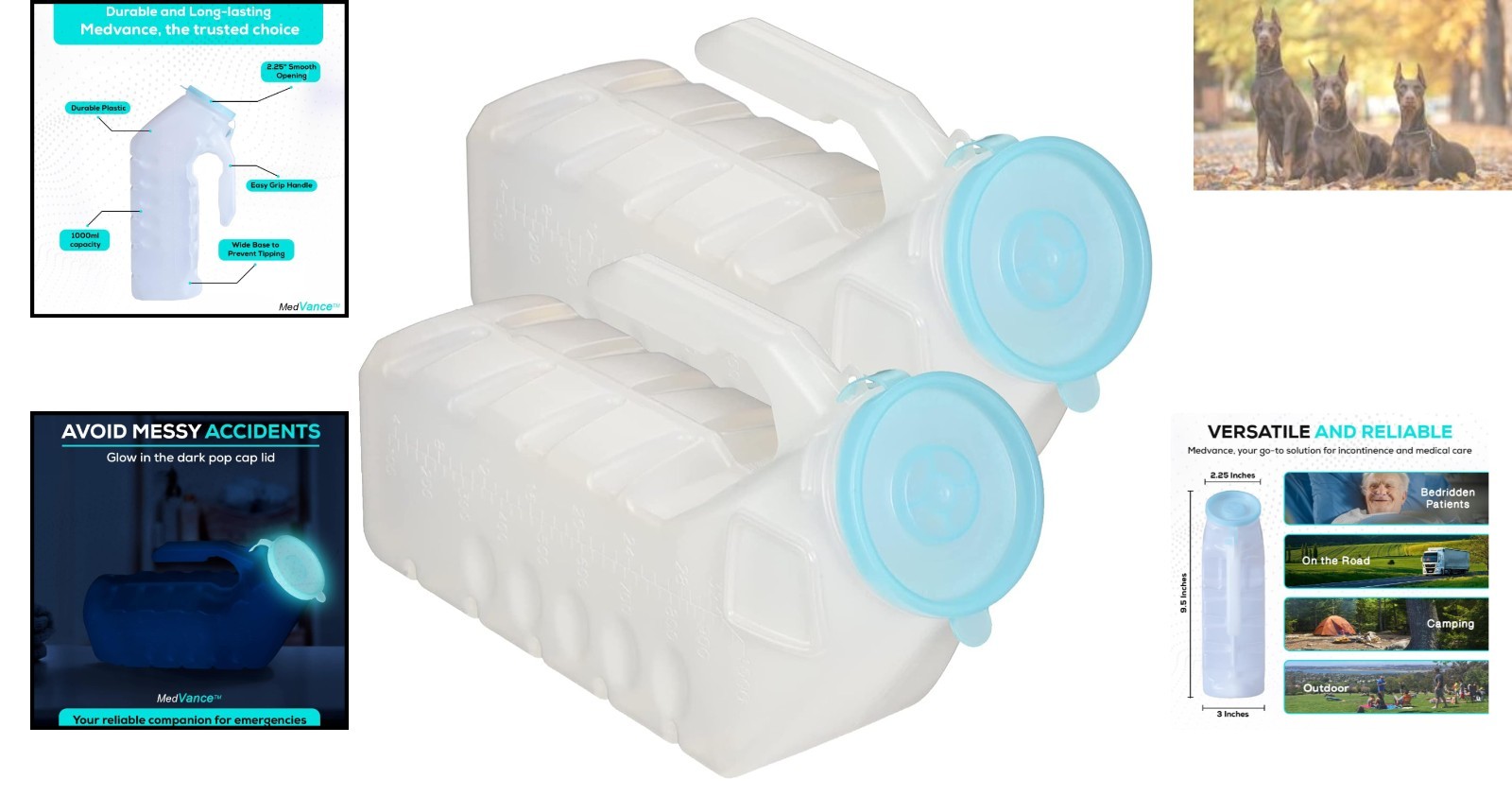 Portable Male Urinal Bottle Set – 2 Pack, Leak-Proof & Ergonomic for Convenience