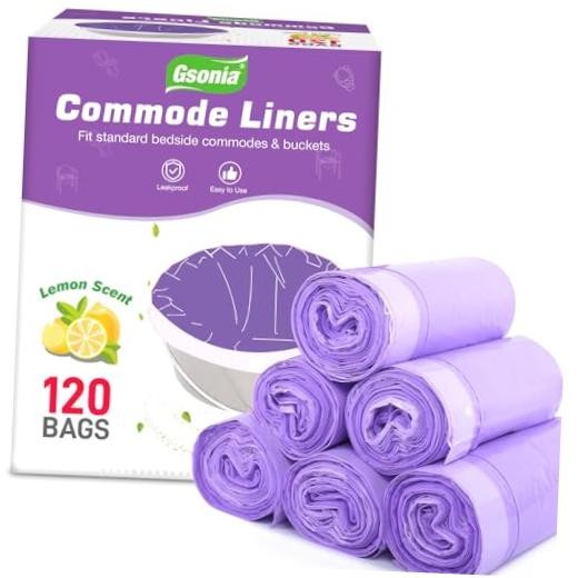 Commode Liners 120pcs Strong Portable Toilet Bags Leak Proof Lemon Scented