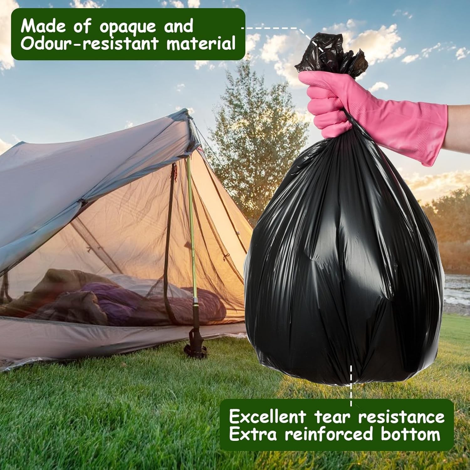 Toilet Bags Black Set, 100 Pieces 30L Biodegradable Toilet Loot…