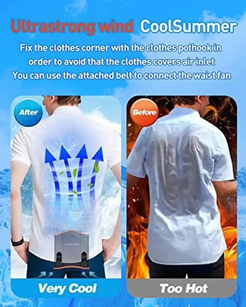 Upgraded Portable Waist Fan with Adjustable Belt,10 Times Strong Black orange