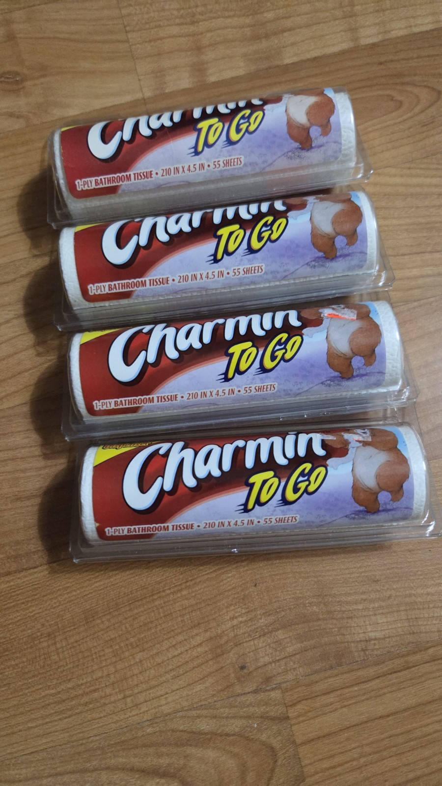 Charmin To Go Toilet Paper 1-Ply Bath Tissue 55 Sheets Lot Of 4 Camping Hiking
