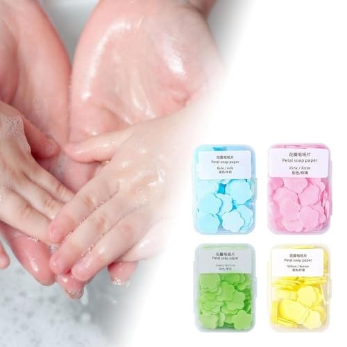 Paper Soap, 4 Different Scented Mini Fresh Portable Disposable Petal Hand Wash
