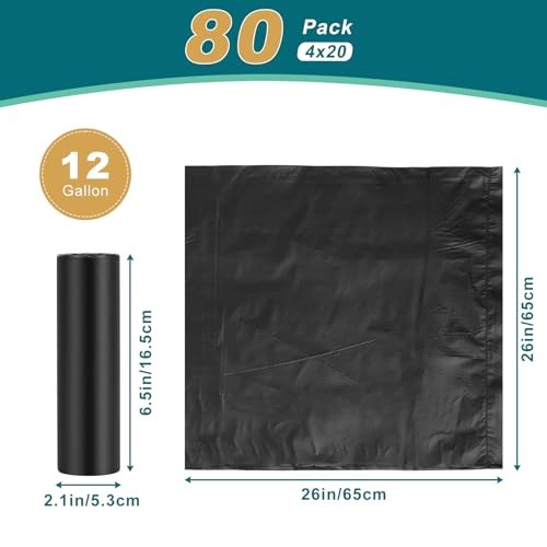 80 Portable Toilet Bags, Camp Toilet Liner for Porta Potty, Bucket Toilet, 1.2