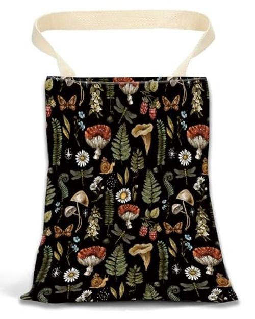 Hanging Car Trash Can Bag – Boho Brown Mushroom Design, Back Cute Boho Mushroom