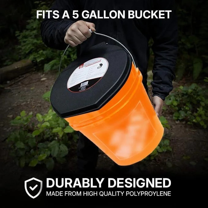 72 HRS Premium Portable Camping Toilet Seat with Lid for 5 Gallon Buckets, Outdo