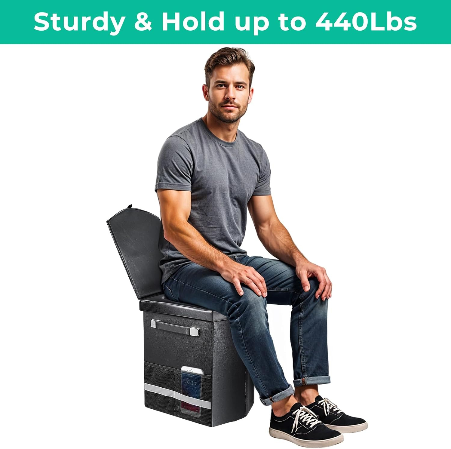 2026 Upgraded XL Portable Toilet for Adults,Tall Camping Toilet with Lid and Con