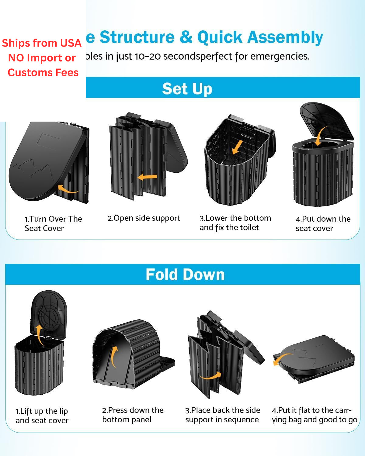 Portable Toilet, Upgraded 15” ‎11.5 x 7.68 x 3.27 inches, 12-inch, 450 Lbs