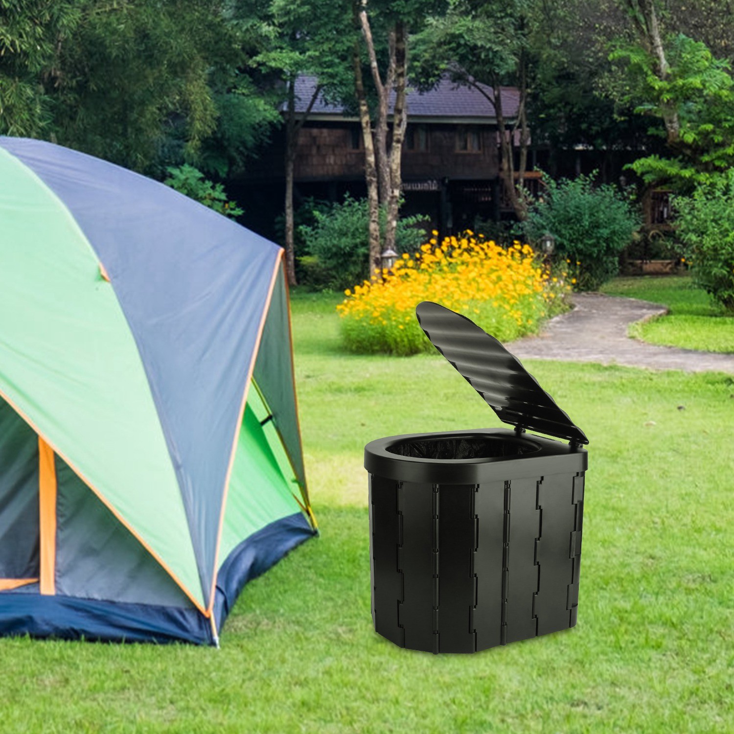 Portable Camping Toilet Adults -Portable Folding Toilet with Lid Carry Bag
