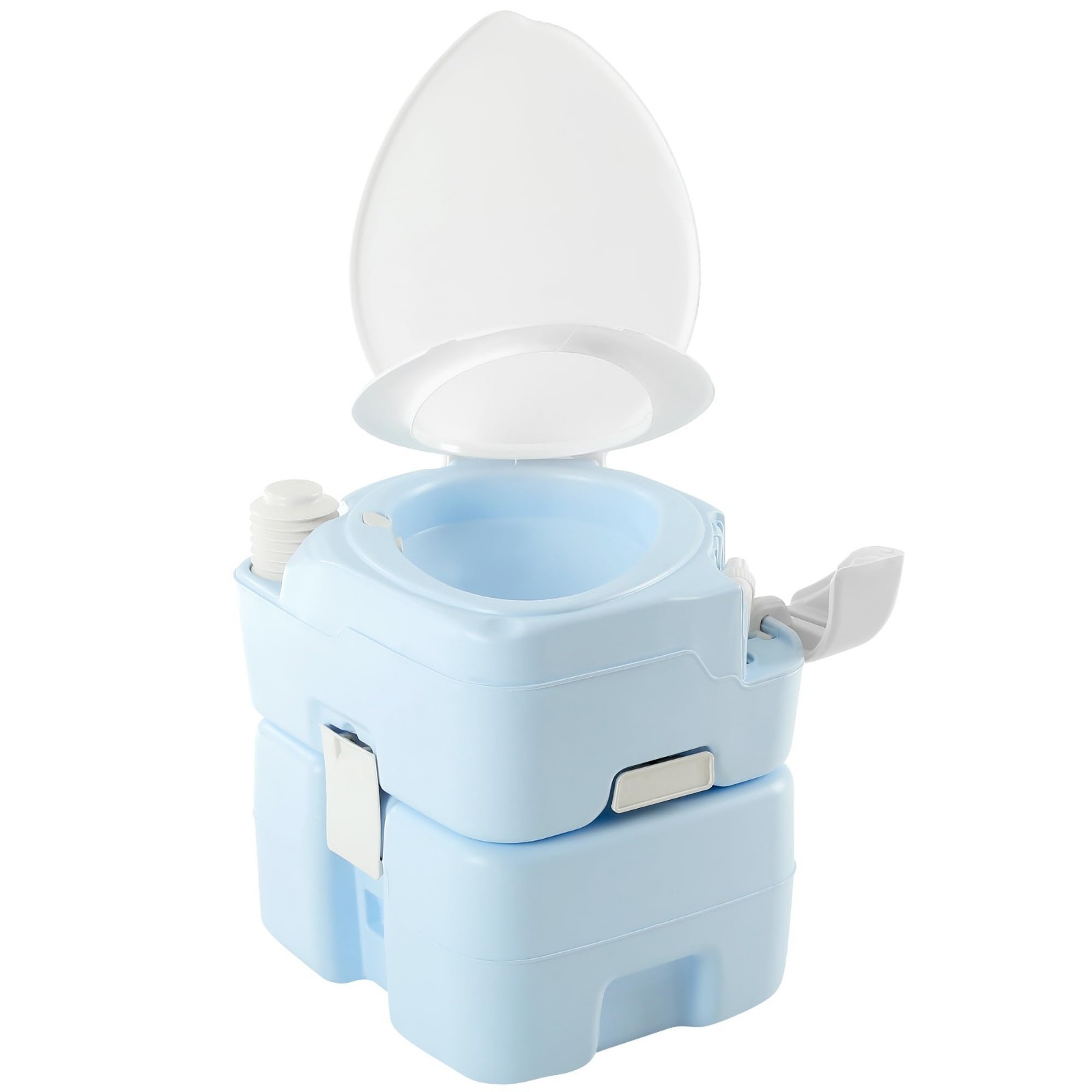 Portable 5.28 Gallon Camping Toilet, RV Diagonal Elongated Bowl, Leak-Proof Port