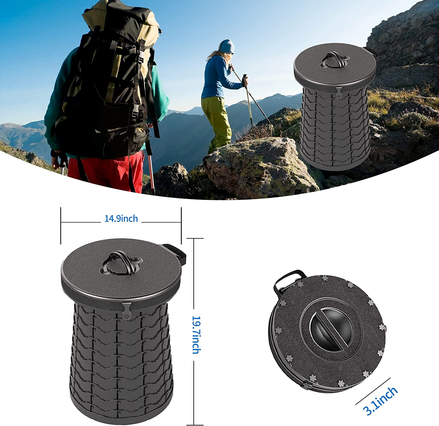 Retractable Portable Toilet for Camping,Folding Adjustable Height Kids onThe Go