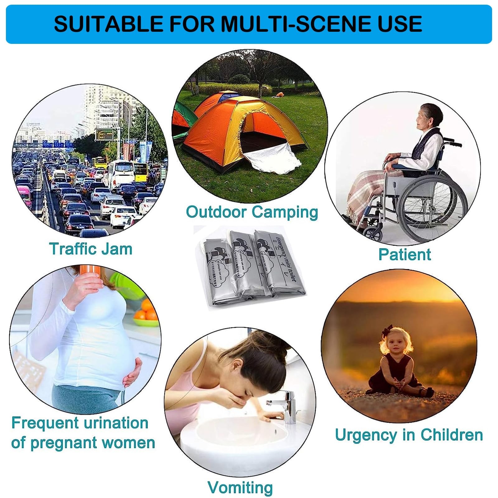 Unisex Emergency Urinal Bags 20 Pack Portable Pee Travel Camping Vomit Bags