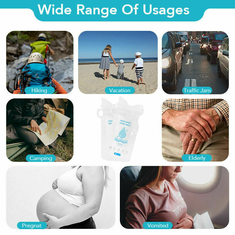 BULK Disposable Urine Vomit Portable Car Emergency Unisex Pee Bag Urinal Toilet