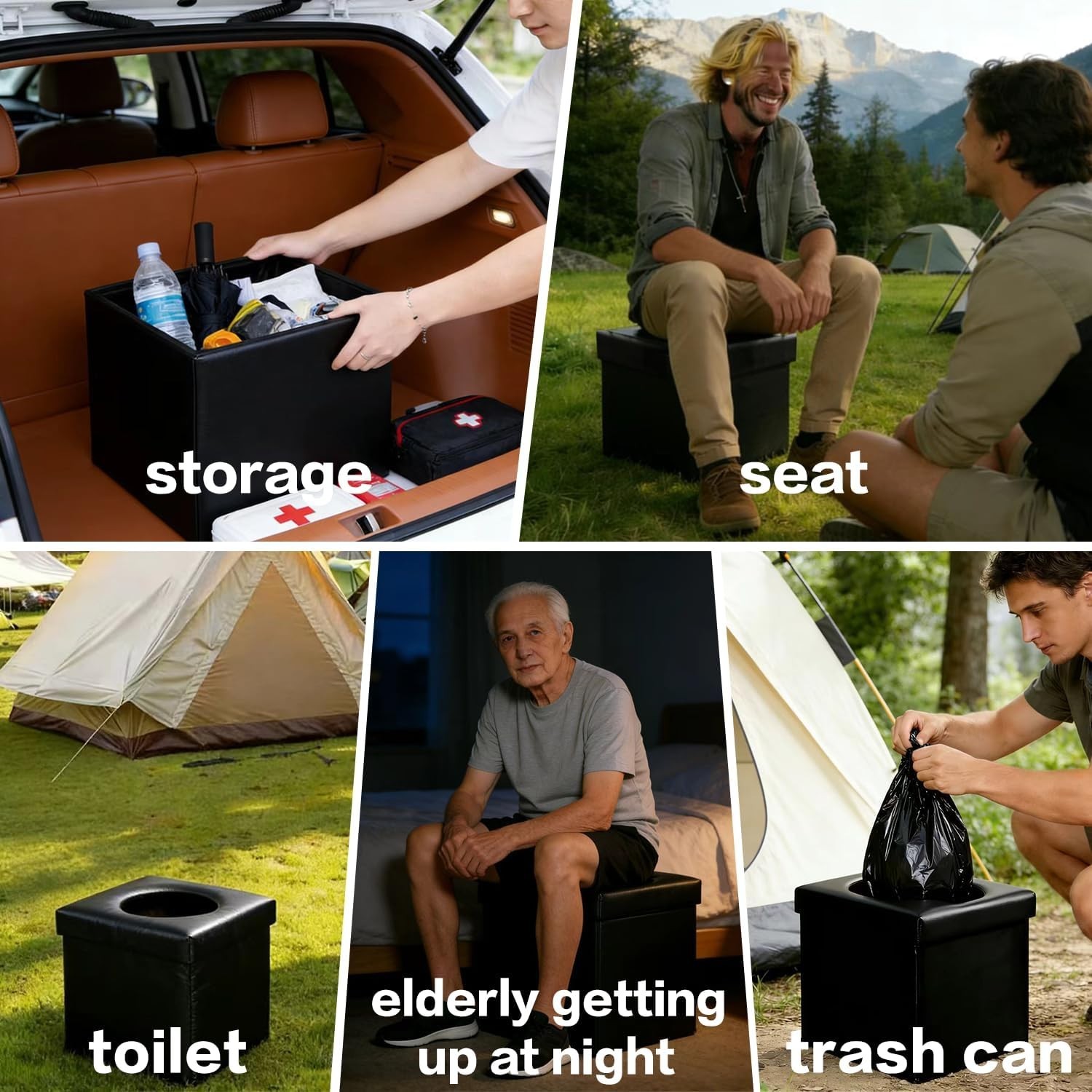 New in the box small foldable, portable toilet good for camping, hiking, etc