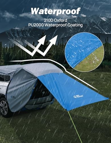 SUV Tailgate Tent with Big Awning, Water Resistant SUV Medium Grey Blue