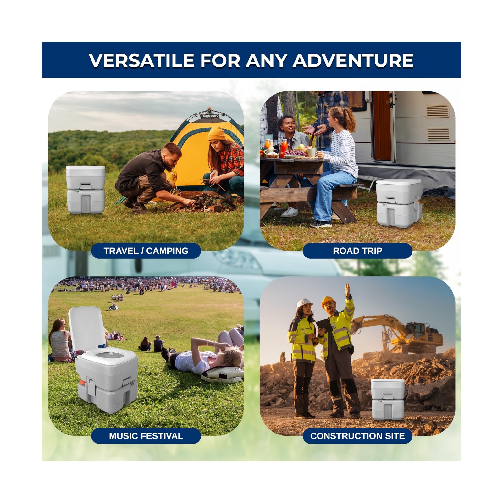 SereneLife Portable Toilet 5.3 Gal Camping Travel Outdoor Flush Toilet Seat |…