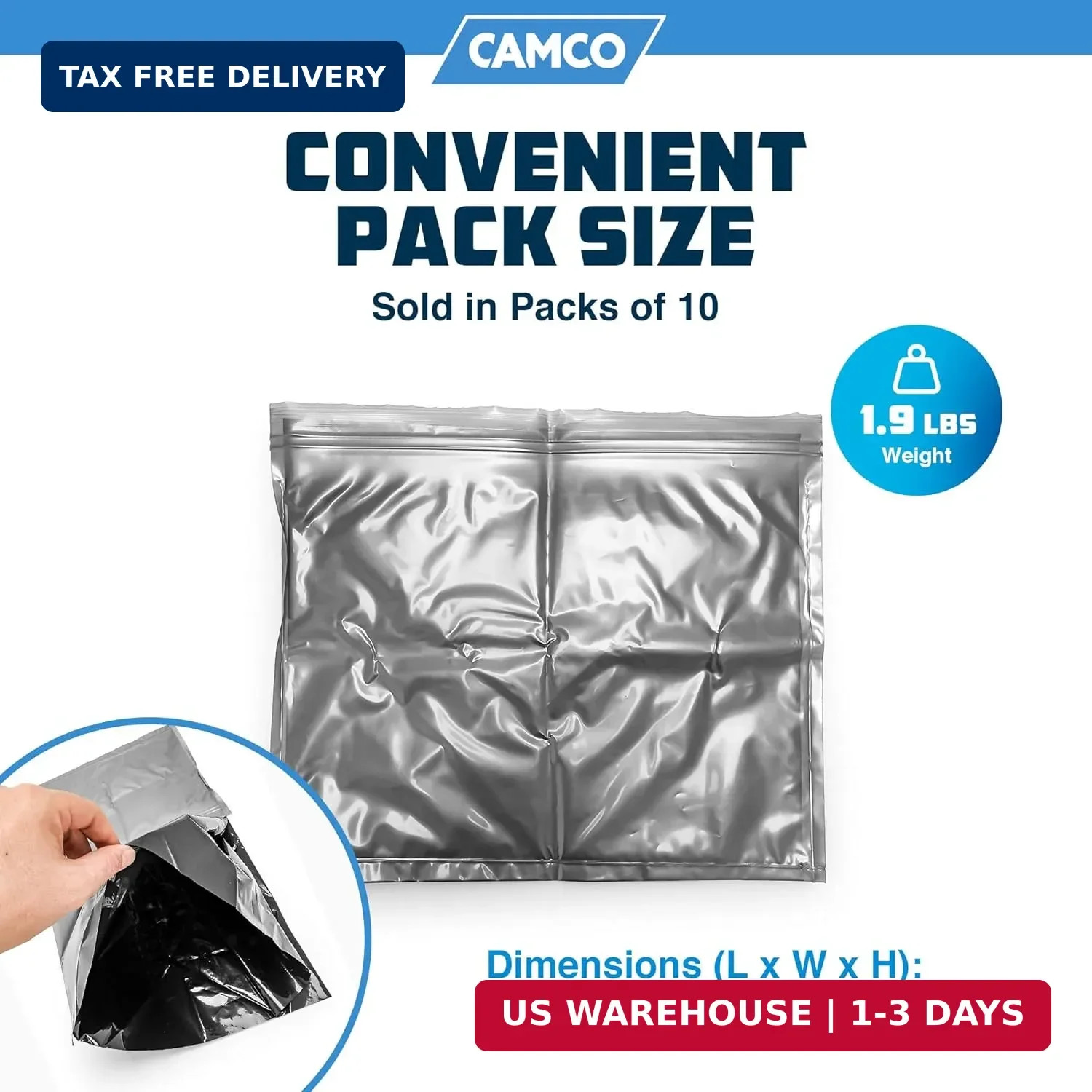 Camco Toilet Waste Bags – Features a Biodegradable Powder & Leak Proof Double Ba
