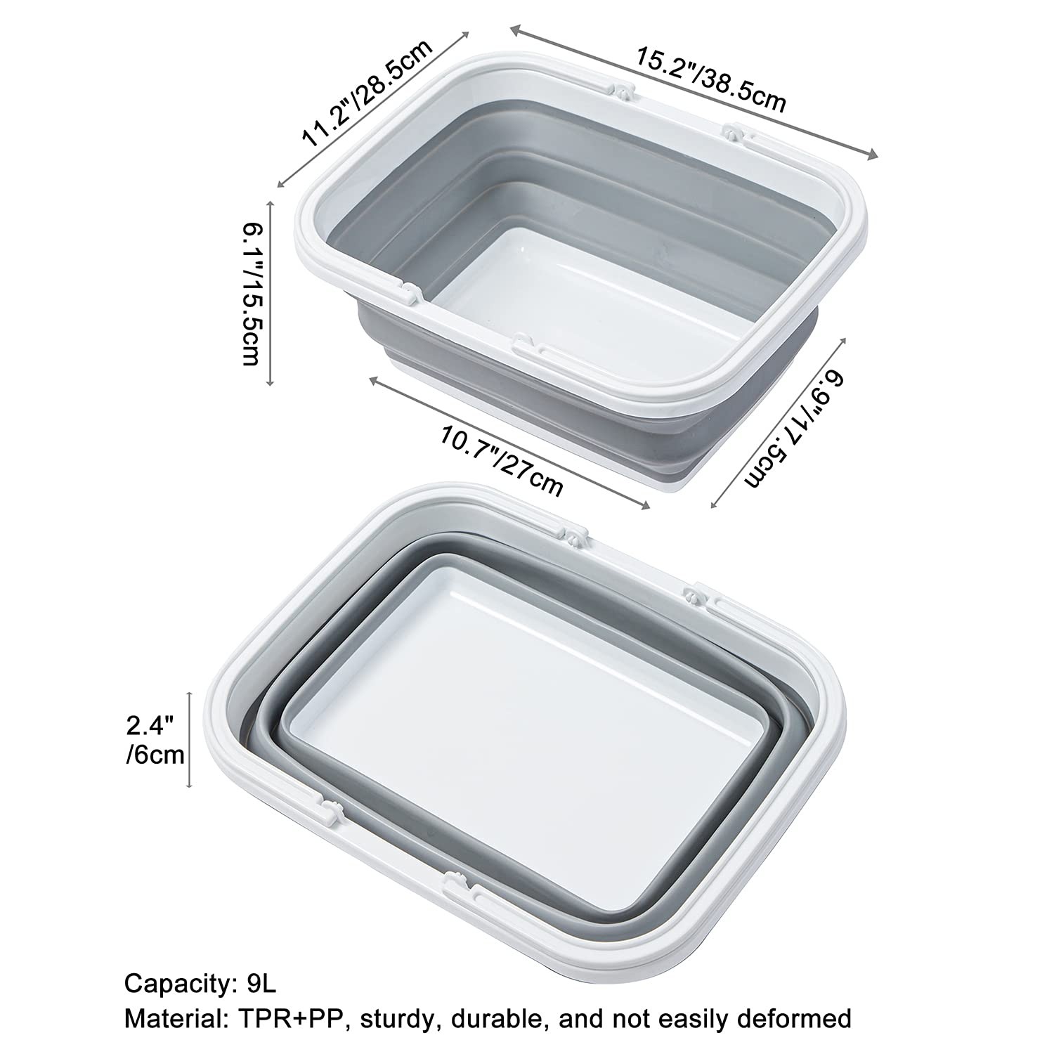2 Pack Collapsible Sink with Handle Towel, 2.37 Gal / 9L Foldable Wash Basin …