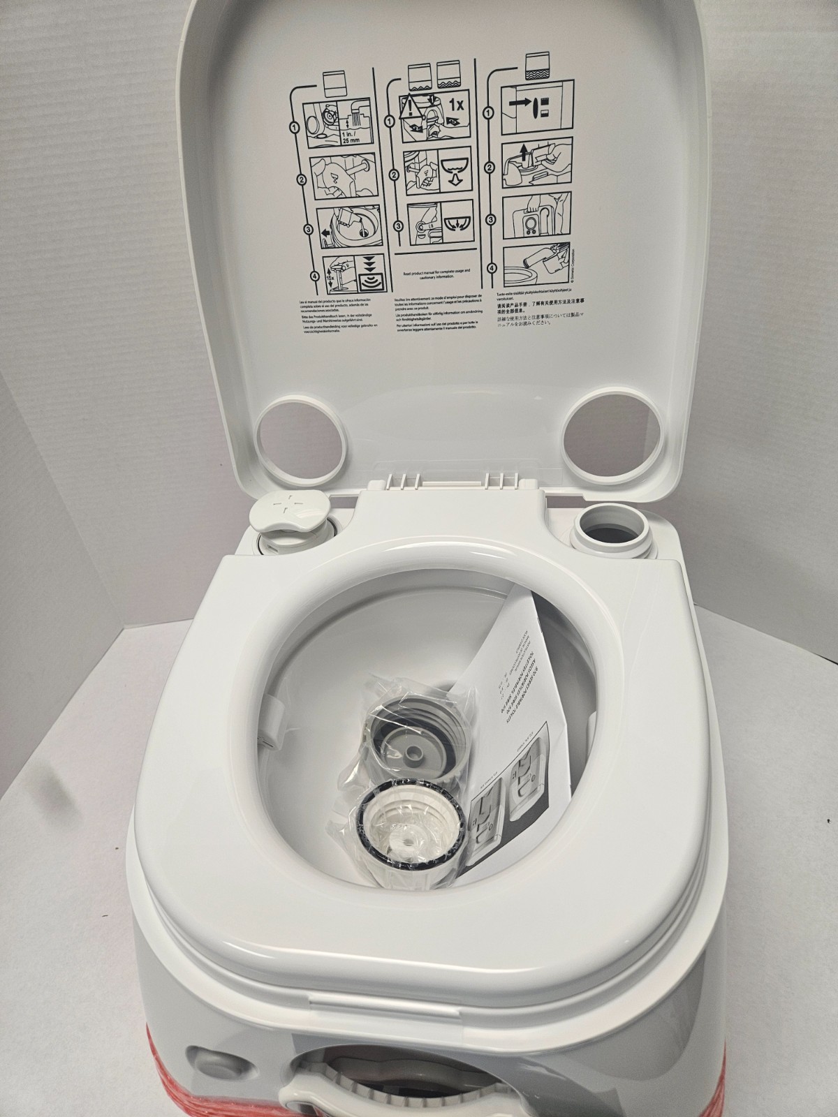 Dometic 974 Portable Toilet w/Mounting Brackets -2.6 Gallon – White