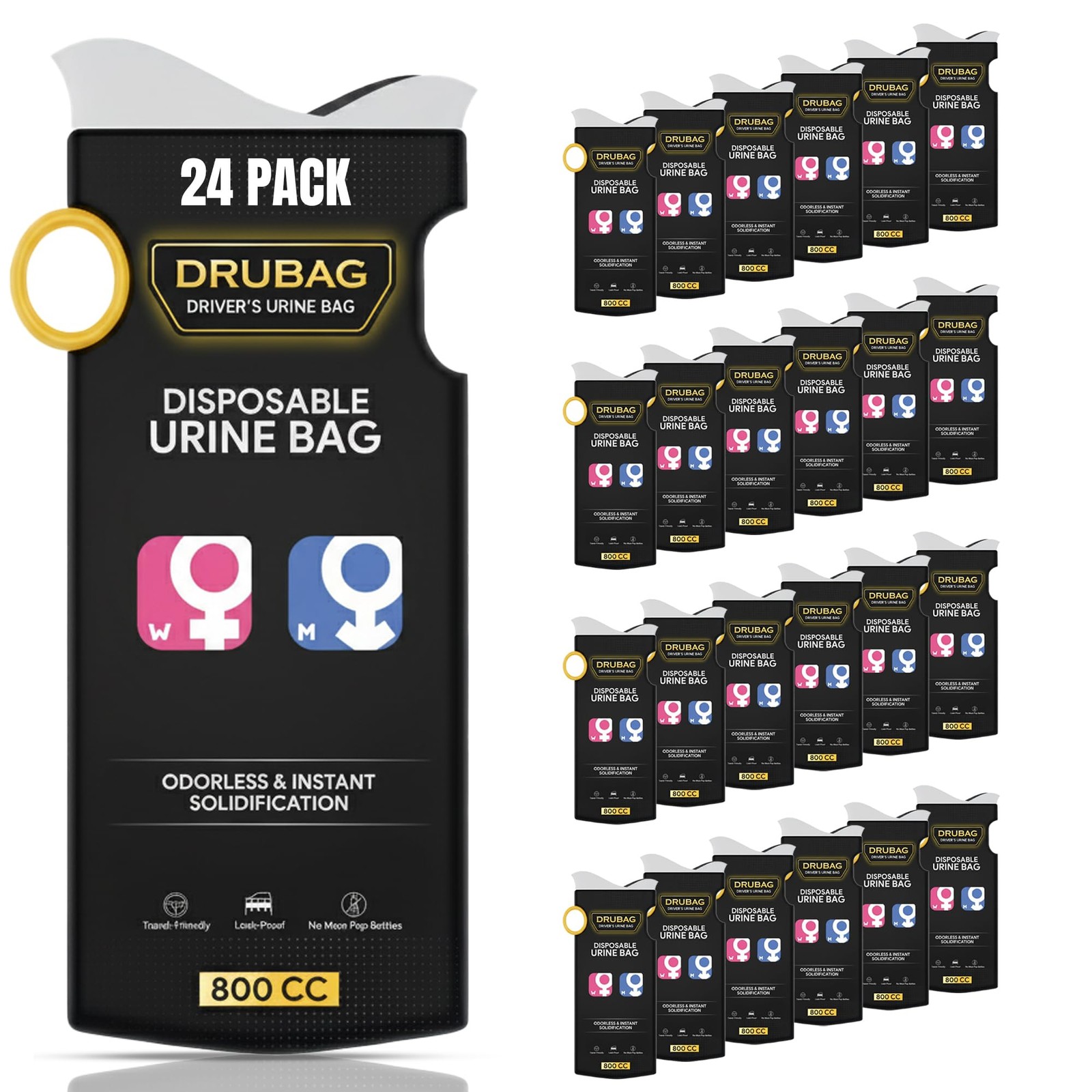 Driver’s Disposable Urine Bag – 24 PCS – Instant Solidification Technology – …