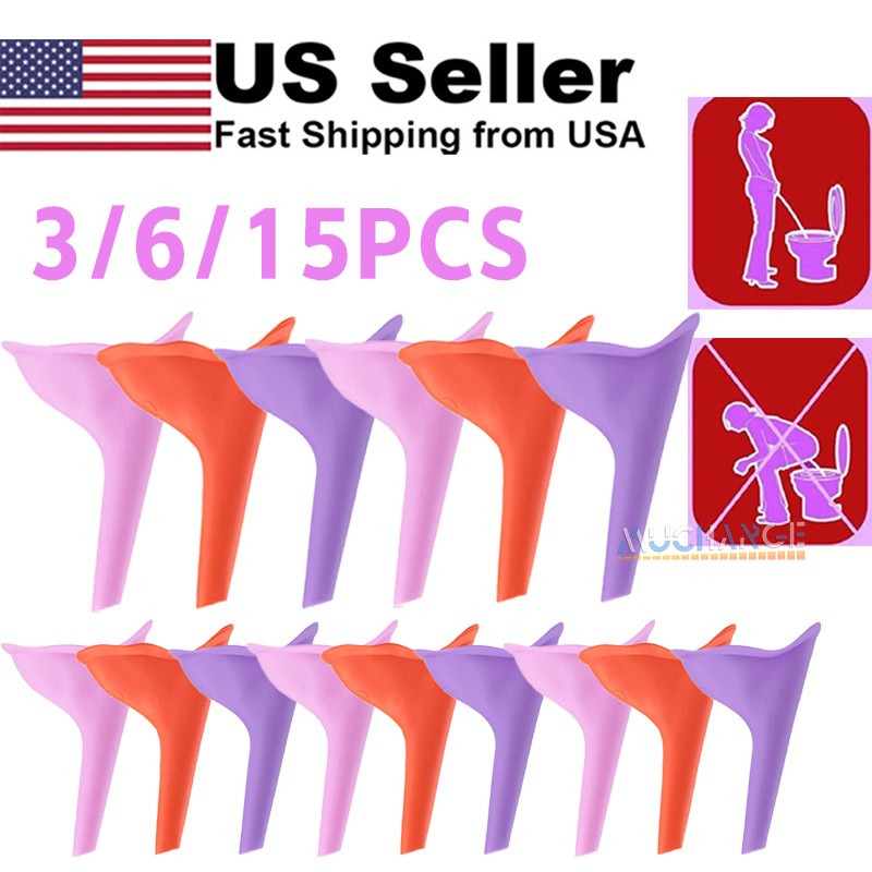 3/6/15 PCS Portable Female Urinal Funnel Camping Travel Toilet Stand Pee Device