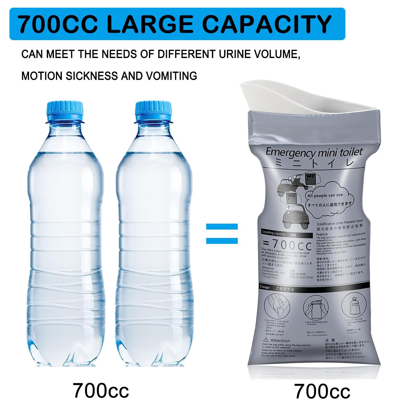 Unisex Emergency Urinal Bags 20 Pack Portable Pee Travel Camping Vomit Bags