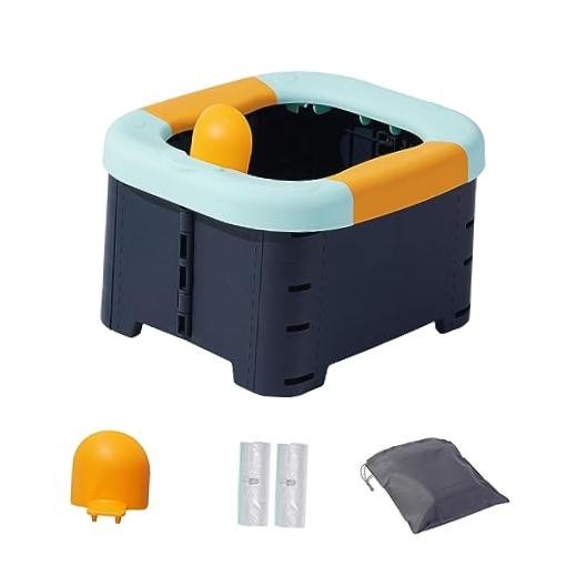 Toilet bowls for children，Portable Potty for Toddler Travel Foldable Quiet Blue