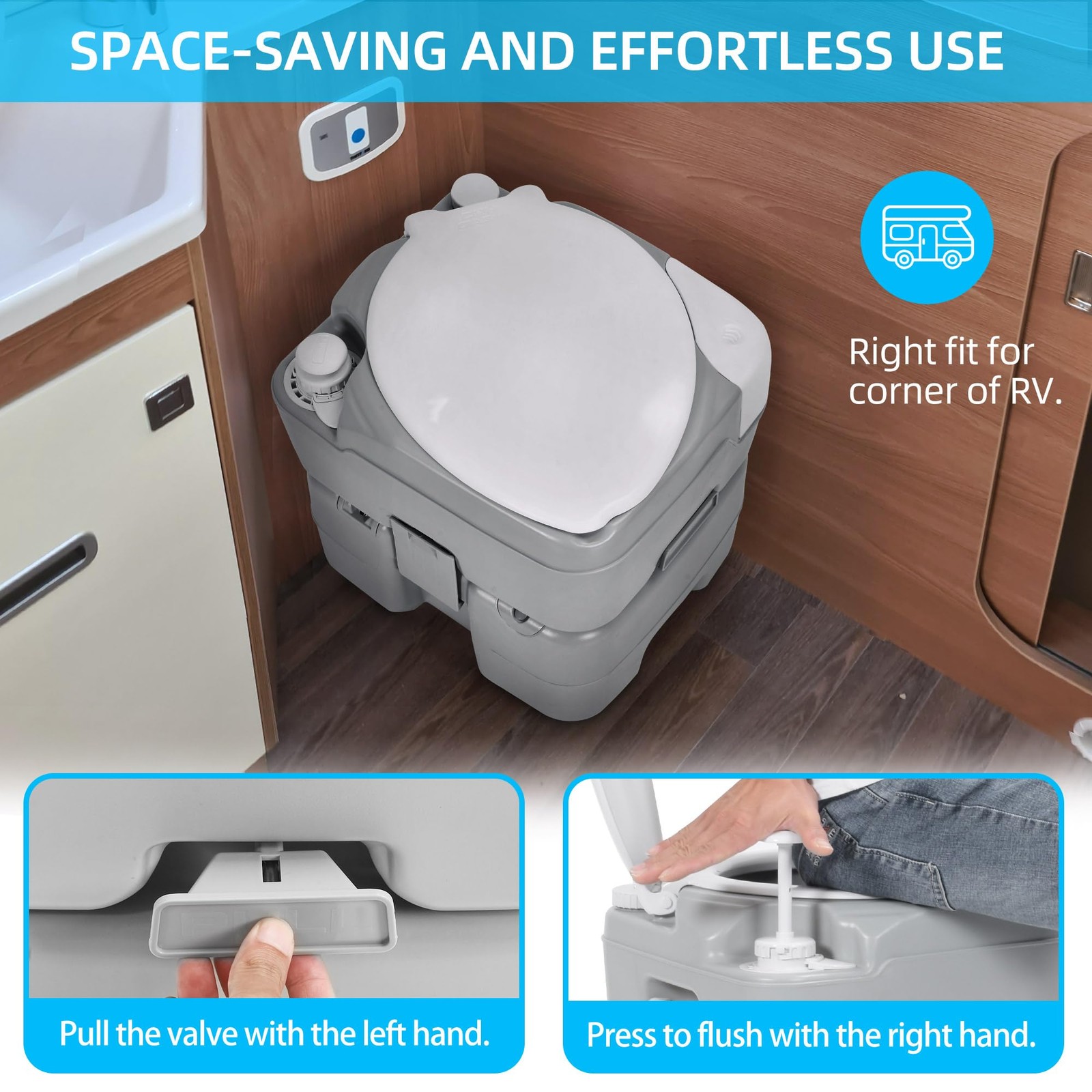 YITAHOME Portable Toilet 5.28 Gal Seat Bag Sprayer