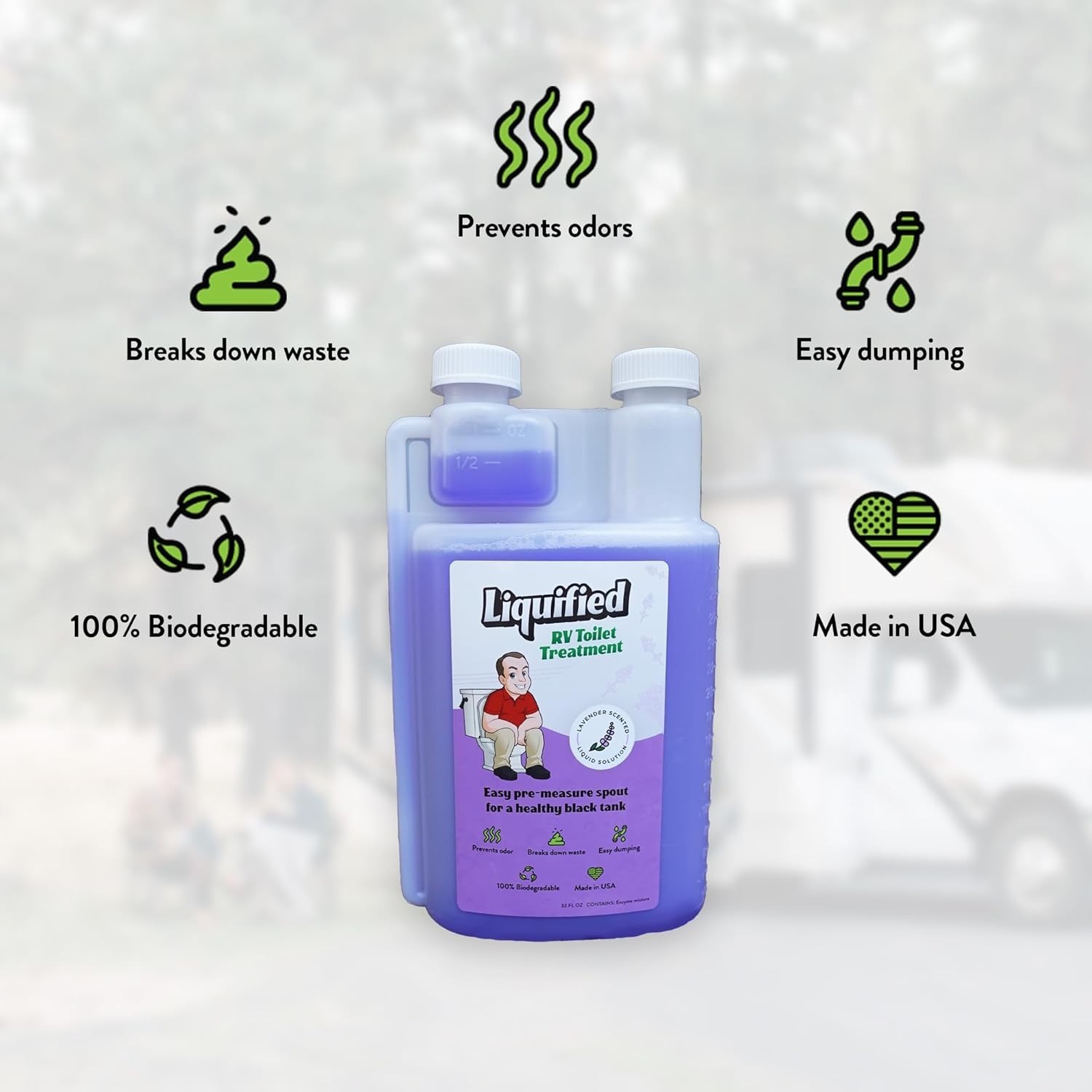 Eco-Friendly Lavender Black Tank Digester – 16oz Odor Eliminator Made in USA