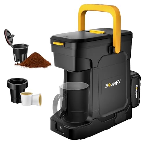 BougeRV Coffee Maker with 18V 8Ah Battery Powered Compatible with K Cup Coffee