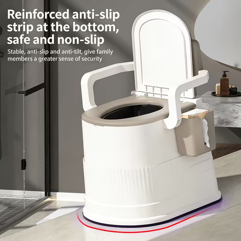 Portable Toilet Handrail Design Camping RV Toilet for Home, Boat, Van, Travel