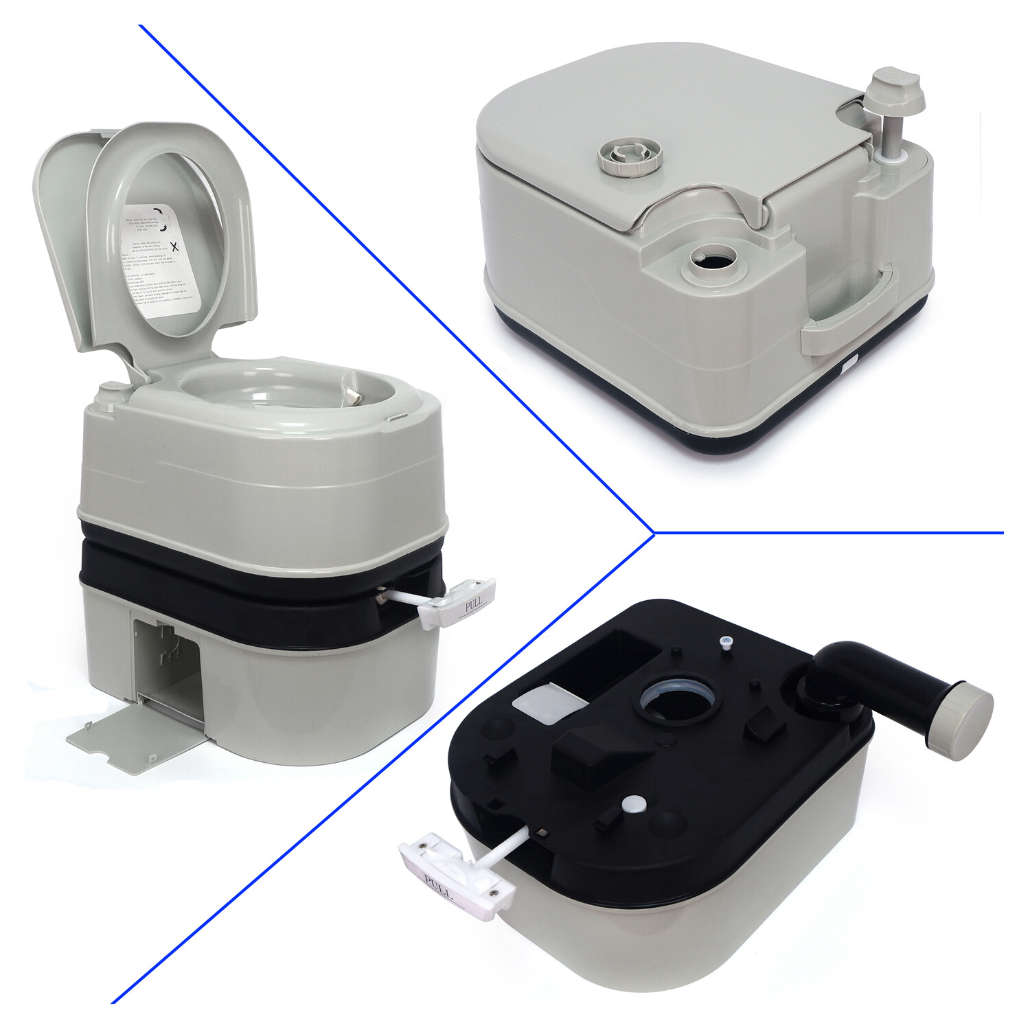 24L 6.3 Gallon Advanced Portable Toilet Flush Camping Travel Piston Pump Commode