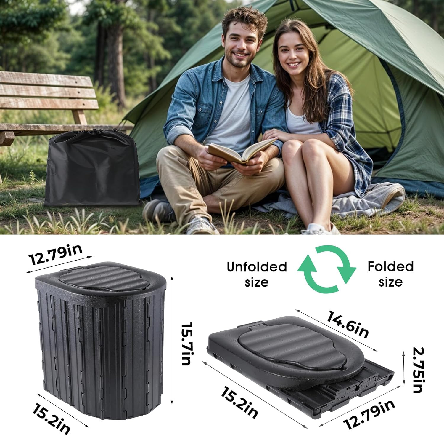 Camping Toilet, Portable Toilet for Adults, Camp Toilet with Handbag, Travel Pot