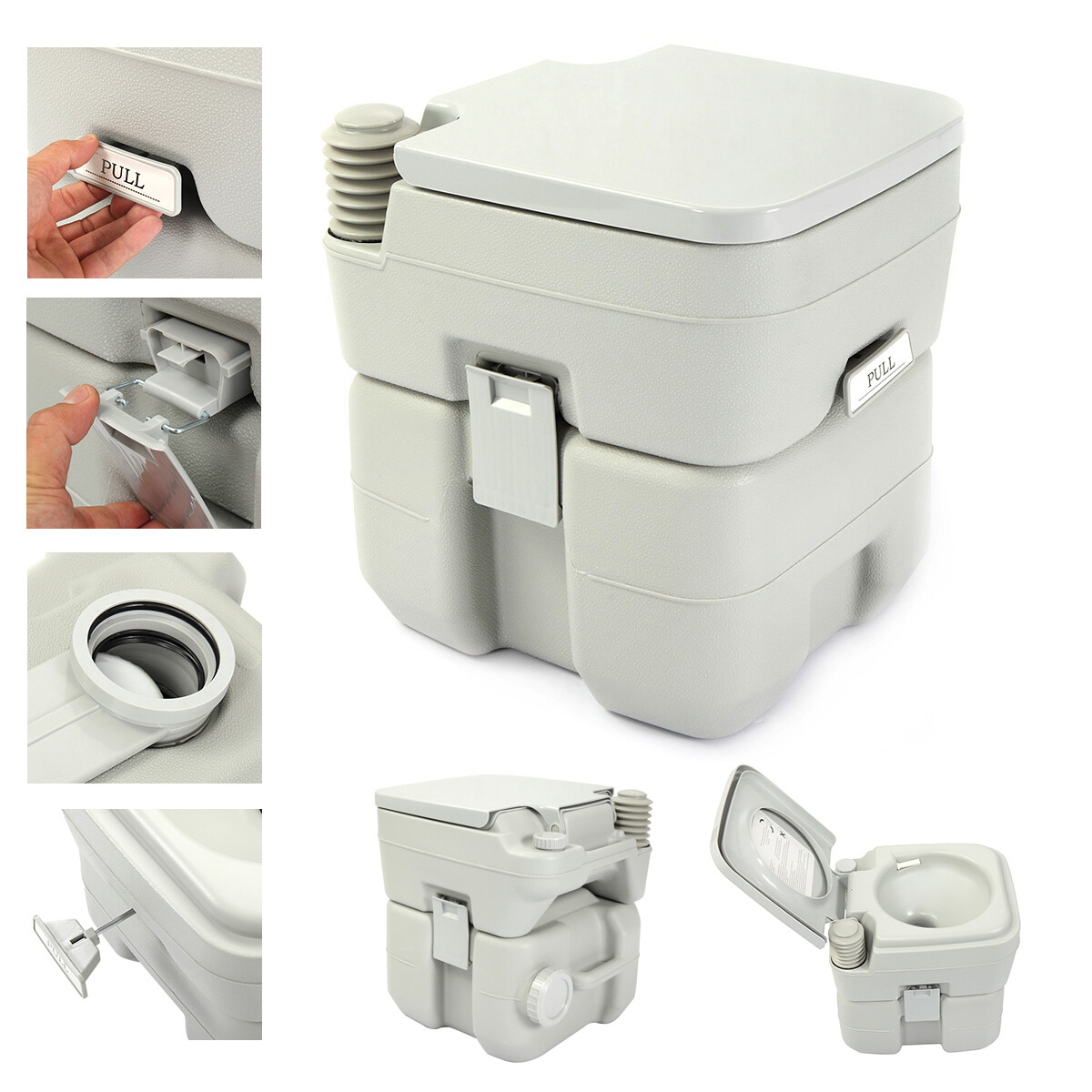 5 Gallon 20L Portable Toilet Outdoor Indoor Flush Porta Potti Travel Camping