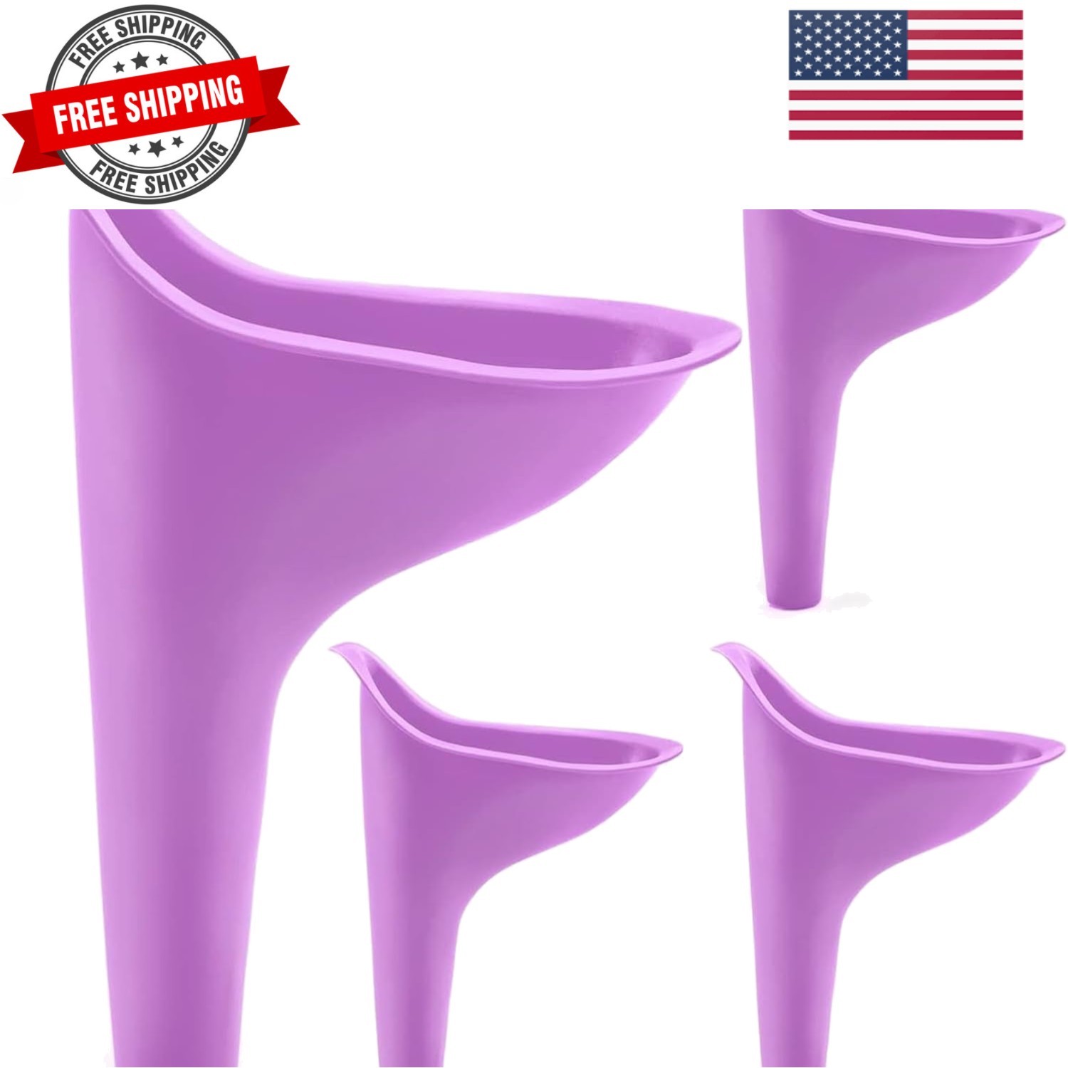 Female Urinal, 4PCS Portable Urination Device Pee Funnel for Travel Camping H…
