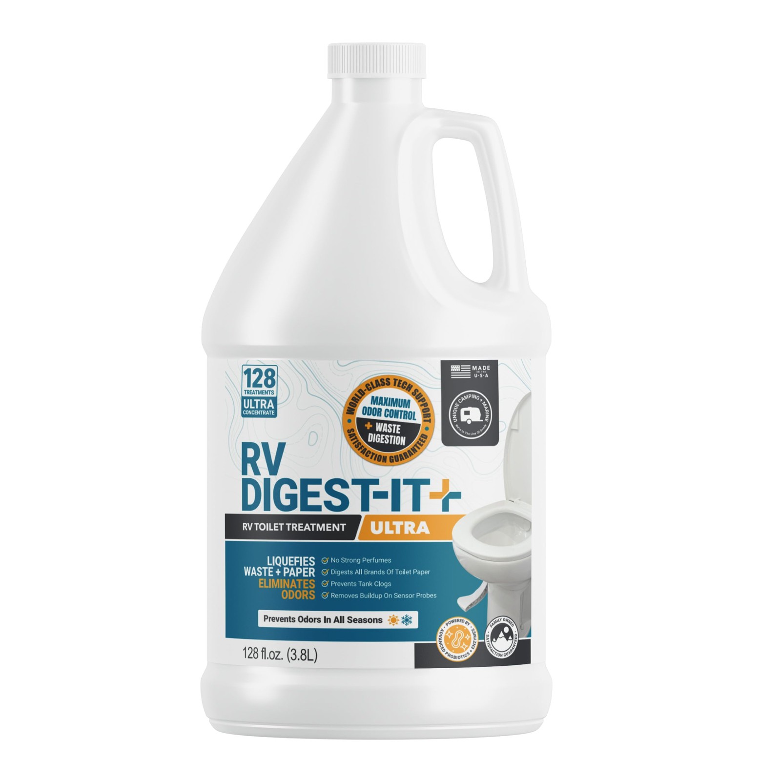 Unique RV Digest-It Ultra Toilet Treatment Refill, 128 Fl Oz (Pack of 1)