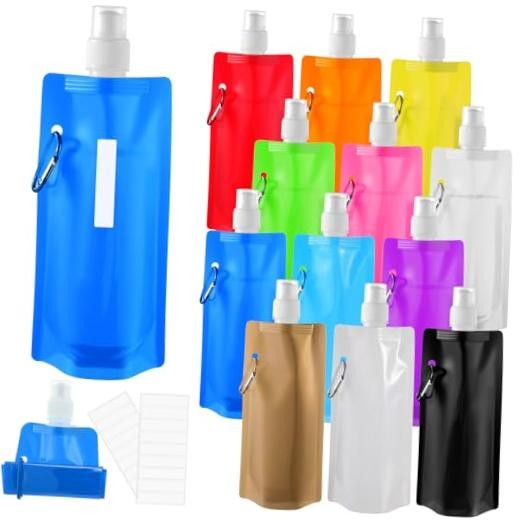 Pack Collapsible Water Bottles Bulk 16oz Foldable Water Bottles 12 12 Colors