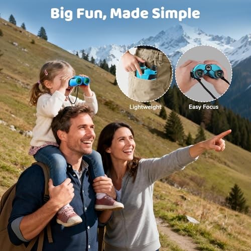 15×25 Compact Binoculars for Kids – Small Binoculars Lightweight with Blue