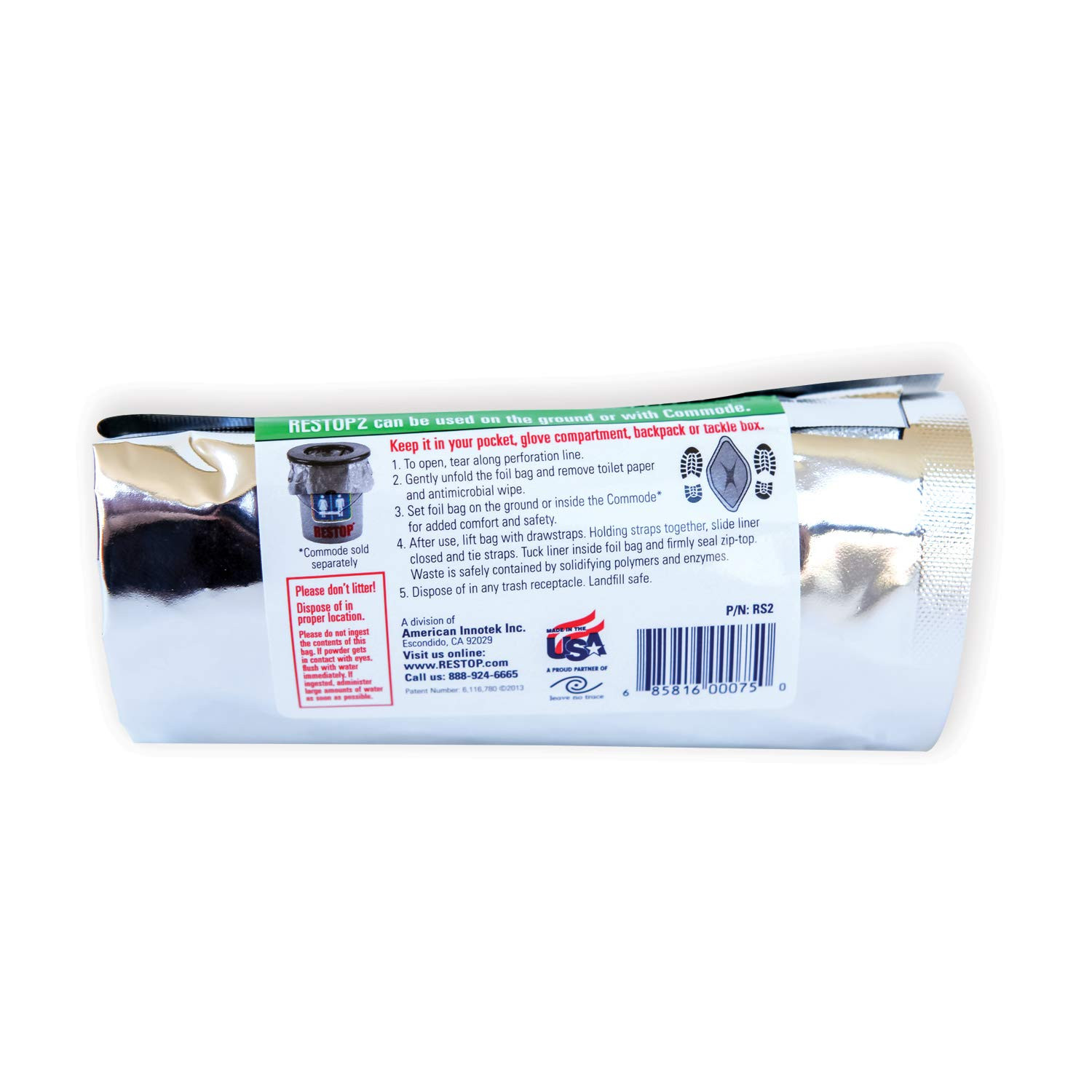 RESTOP 2 Portable Toilet Waste Bags with Deodorizing Enzymes for Camping Travel