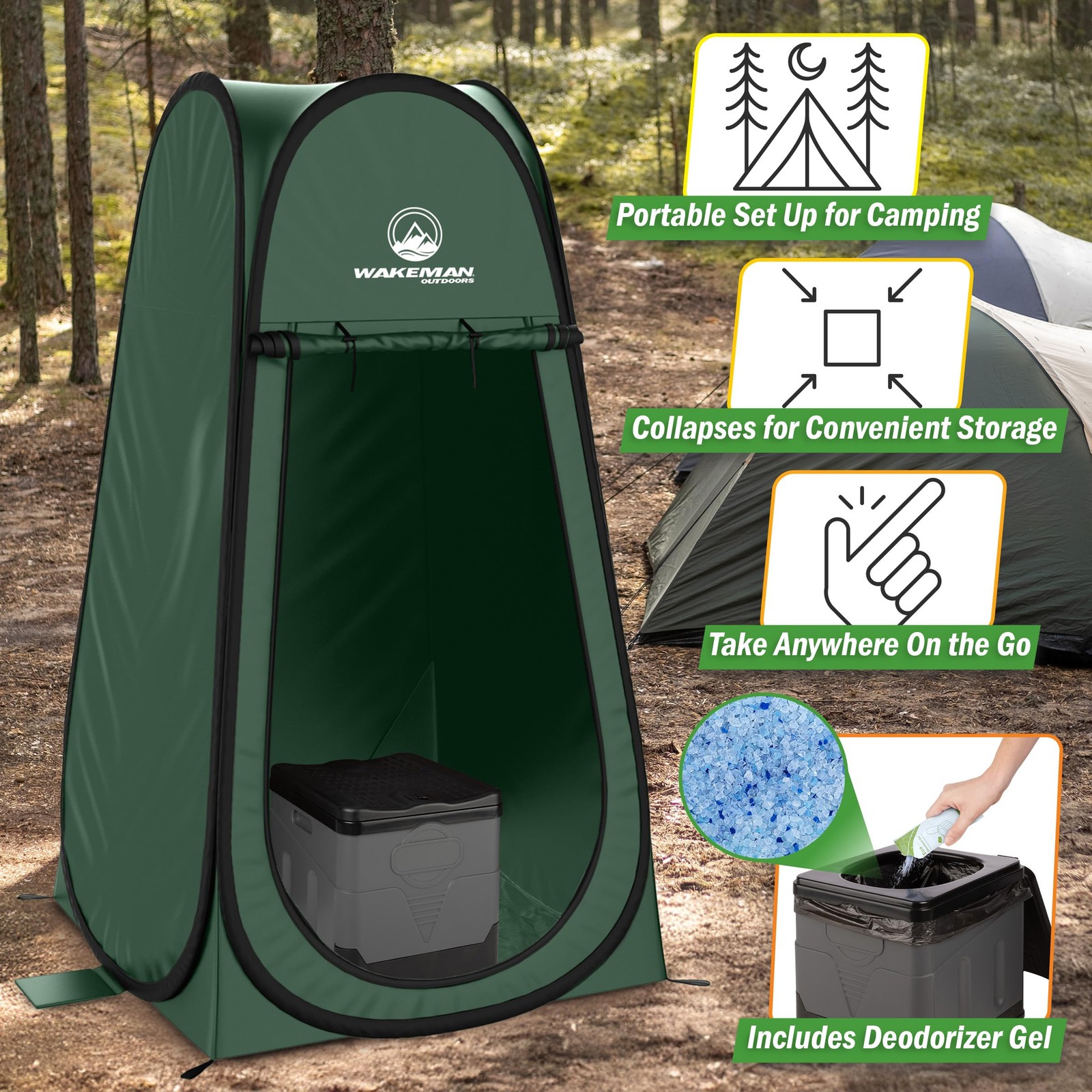 Portable Toilet for Adults with Pop Up Privacy Tent – Camping Toilet Travel P…