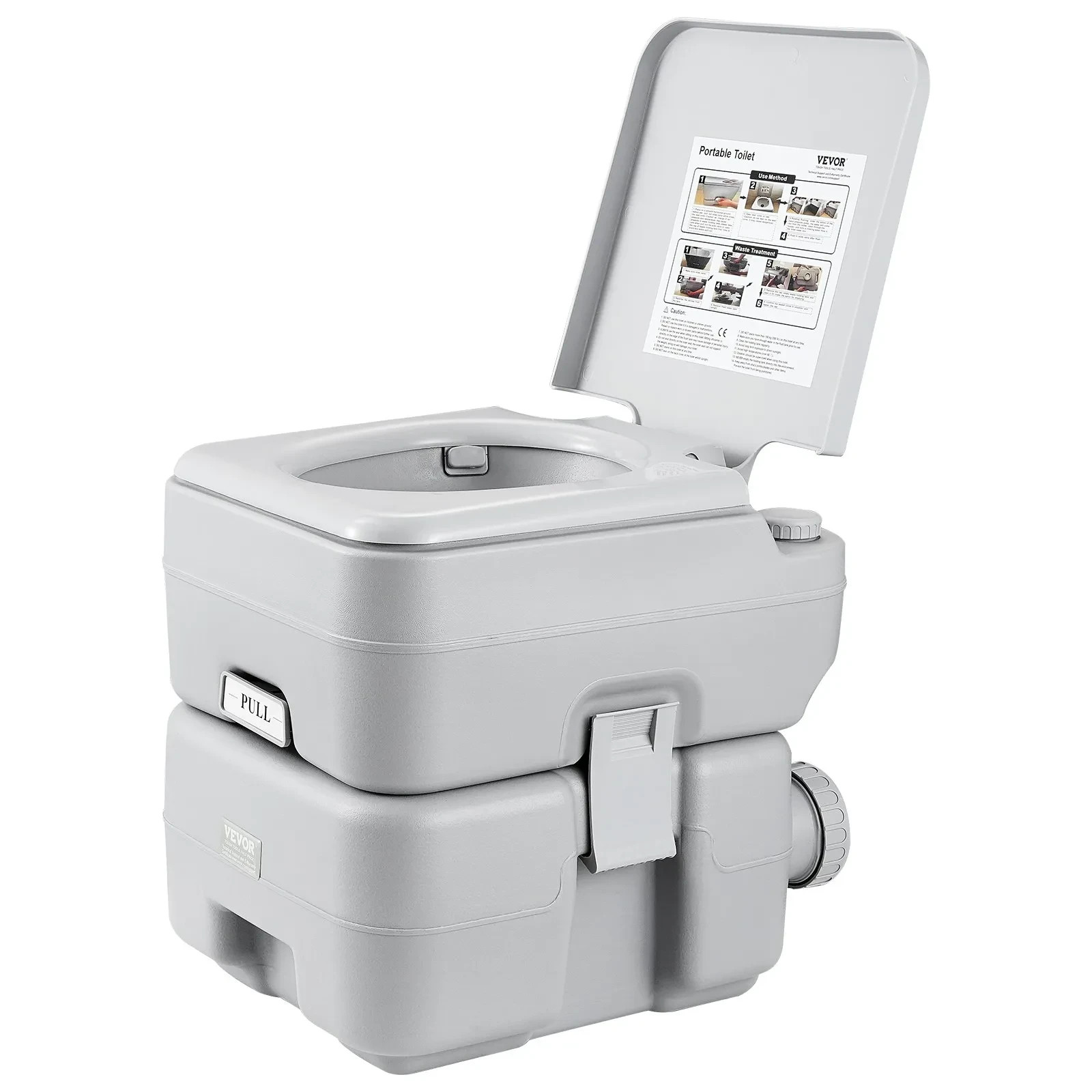 VEVOR Portable Toilet Flush Travel Camping 5.3 Gal Commode Potty with Carry Bag