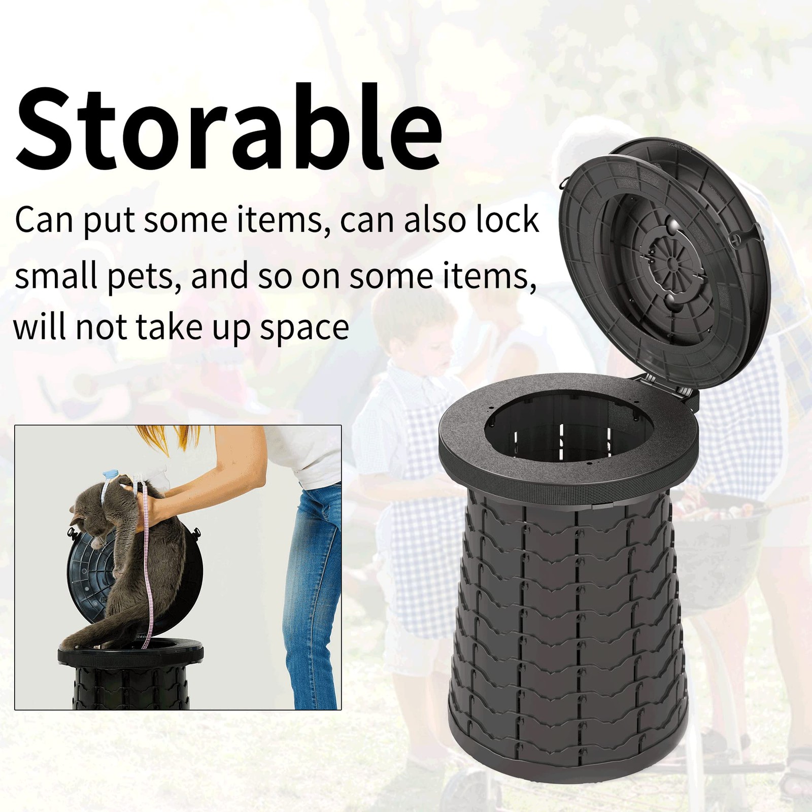 XXL Portable Toilet for Camping,19.7″H Adjustable Folding Toilet with Lid,Car…