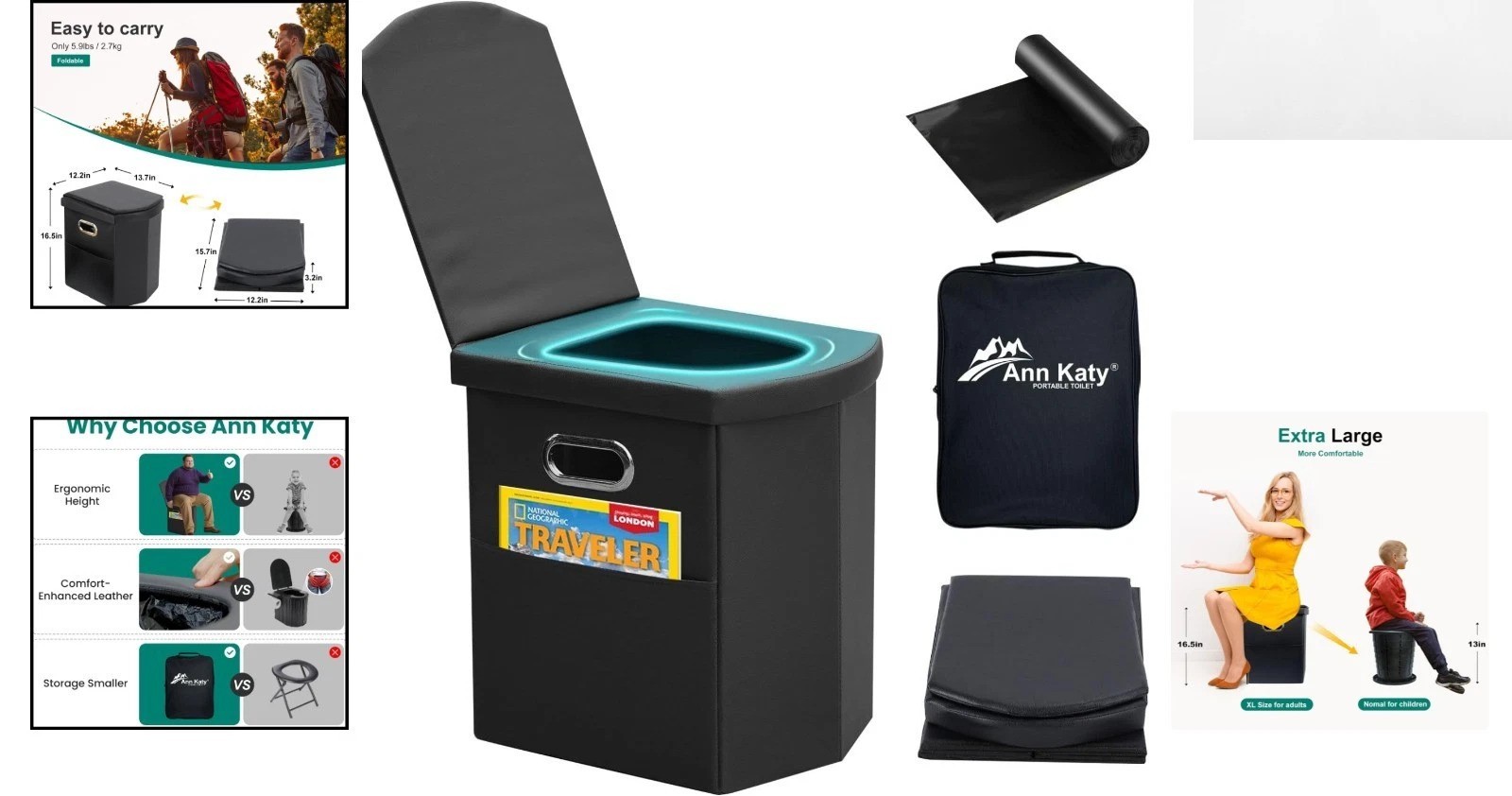 Multi-Functional XL Portable Toilet – Elevated Comfort for All Adventures