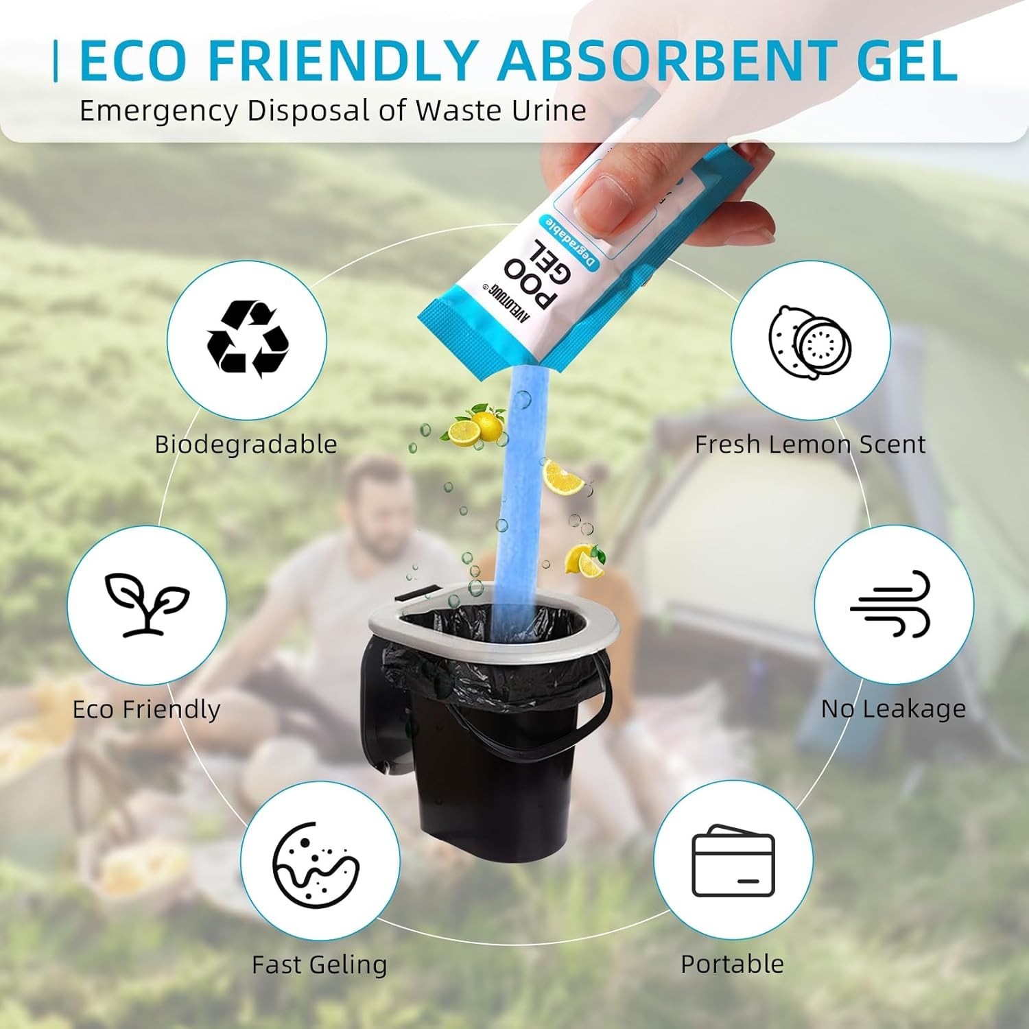 25 Pack Fast-Acting Portable Toilet Gel, Ideal for Camping & Outdoor Recreation